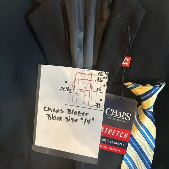 Chaps Boys Black Men's Blazer/Clip Tie bundle Size 14 NWT - Picture 8 of 8